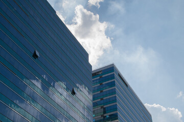 Glass building with blue sky