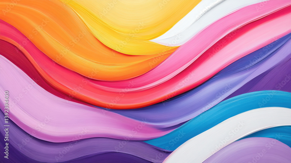 Poster xanthone, colorful abstract waves create a vibrant, dynamic pattern with smooth curves and textures.