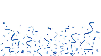 Blue confetti design. Festive celebration ribbon. Flying confetti decoration element. Vector illustration