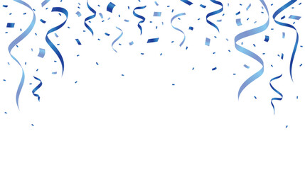 Blue confetti design. Festive celebration ribbon. Flying confetti decoration element. Vector illustration
