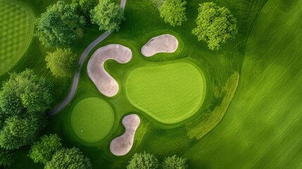 Aerial Golf Green: Beautifully Manicured Course from Above