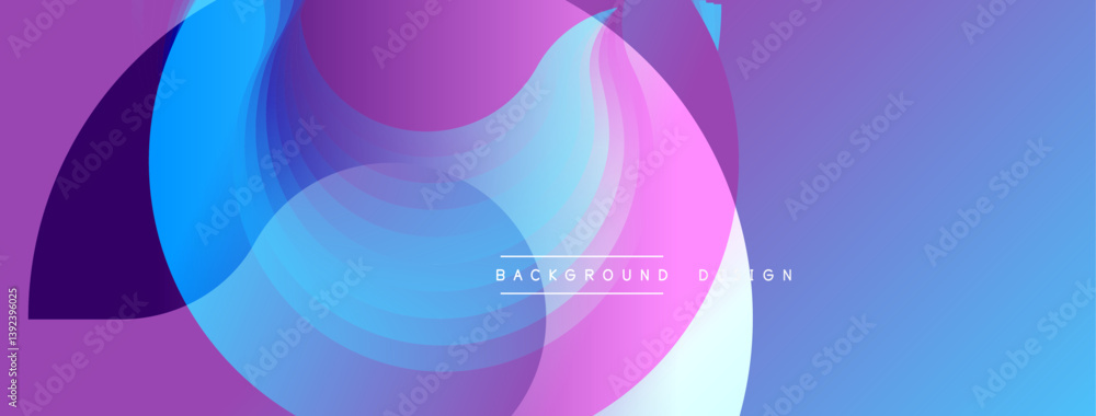 Poster abstract design. overlapping layers create vibrant, smooth gradients. purple, blue, pink hues blend 