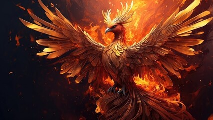 A vibrant digital illustration of a phoenix taking flight