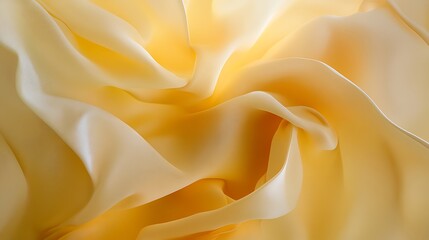 Soft, flowing fabric in warm shades of yellow displaying gentle folds and intricate textures, evoking a sense of elegance and warmth