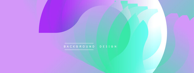 Abstract design. Overlapping circles create dynamic gradient. Purple, green, blue hues blend seamlessly. Modern aesthetic, vibrant colors, smooth transitions.