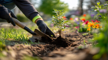 Growing Tomorrow: Tree Planting in a Colorful, Technology-Enhanced Agricultural Landscape generate by AI