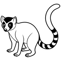 Lemur One-Line Art Simple Vector Illustration