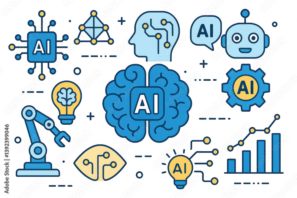 Poster ai elements for simple composition in digital design and illustration