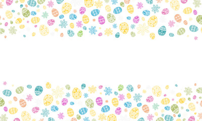 confetti easter eggs coloured floral border background