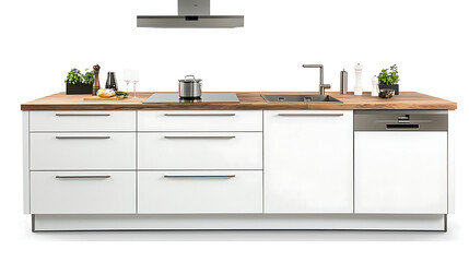 A kitchen with a white countertop and stainless steel appliances