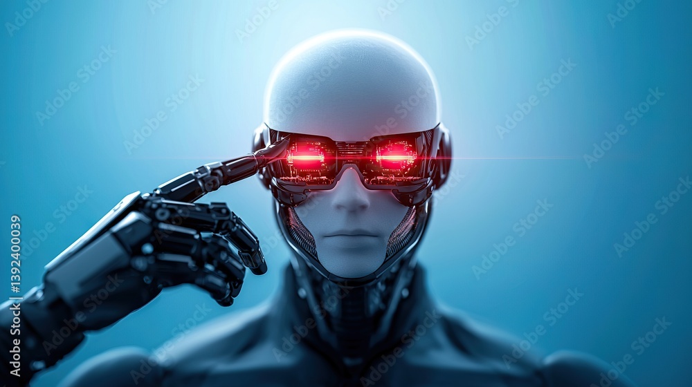 Poster futuristic robot interaction virtual environment digital art cyberpunk aesthetics close-up perspecti