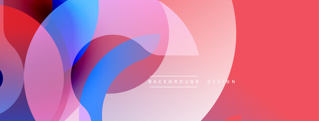 Vibrant overlapping circles create abstract composition. Pink, blue, purple hues blend. Modern design, smooth gradients, dynamic shapes.