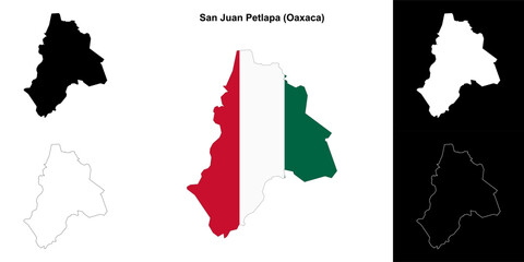 San Juan Petlapa municipality (Oaxaca) outline map set