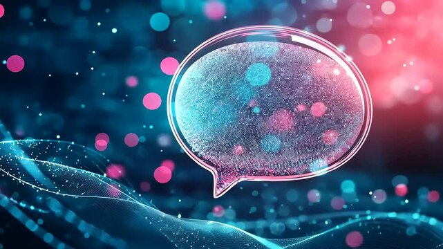 Colorful Abstract Background with Speech Bubble and Digital Elements