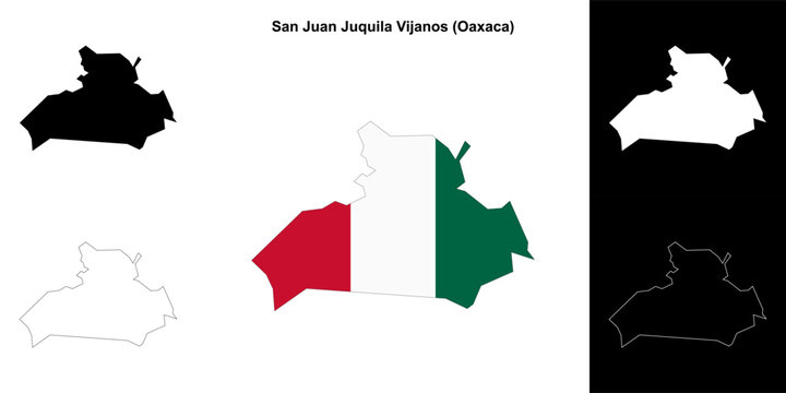 San Juan Juquila Vijanos municipality (Oaxaca) outline map set