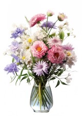 A bouquet of different flowers vase blossom plant.
