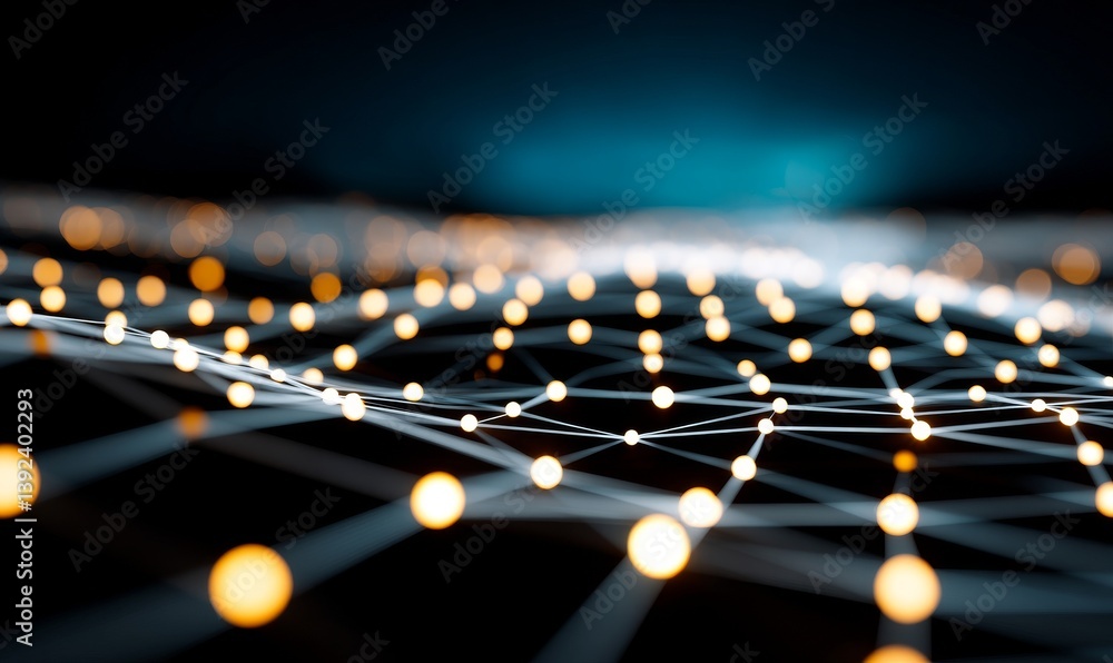 Poster neural technology incorporates optical lines, forming a web of electronic innovation through enginee