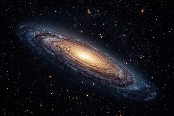 Galaxy displays brilliant spiral arms and vibrant core in deep space view