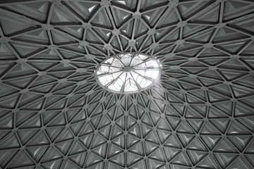 Architecture background with vaulted ceiling of the Chorsu bazaar dome at Tashkent, Uzbekistan....