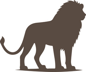 Wild animal vector silhouette illustration of a black lion and elephant