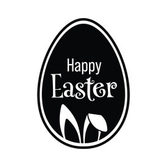 Happy Easter Vector Creative Greeting Card or Banner Design. Easter Egg with Bunny Ears in Silhouette style Creative Easter and Spring Isolated Banner or Card Design.