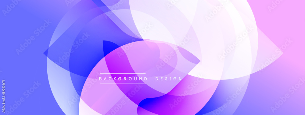 Poster Abstract composition. Overlapping circles create dynamic gradient effect. Purple, blue, pink hues blend seamlessly. Modern design element.