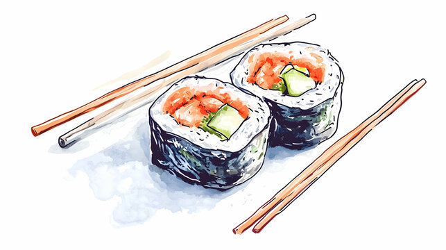 drawing sushi illustration
