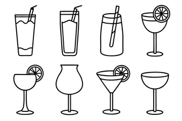 Pisco Sour Line Art Creative Design for Cocktail Illustration  