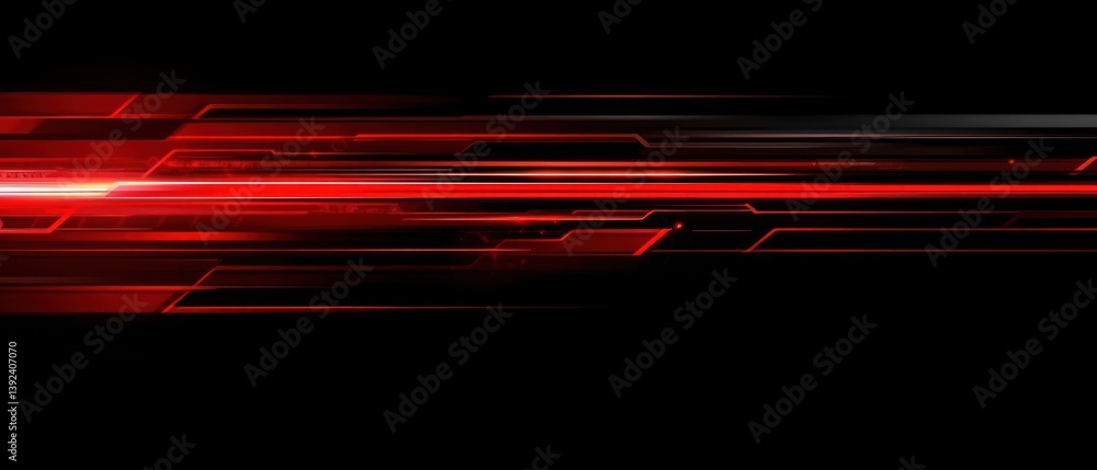 Poster abstract red light streaks on a dark background creating motion