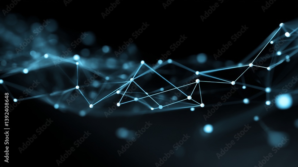 Poster abstract digital connections with data and blockchain technology, featuring an abstrackt background 