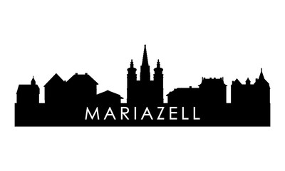 Fototapeta premium Mariazell skyline silhouette. Black Mariazell city design isolated on white background. 