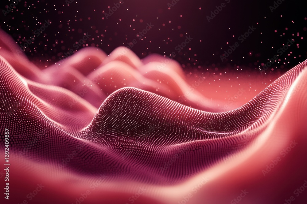 Poster abstract representation of flowing waves with a pink and purple gradient background