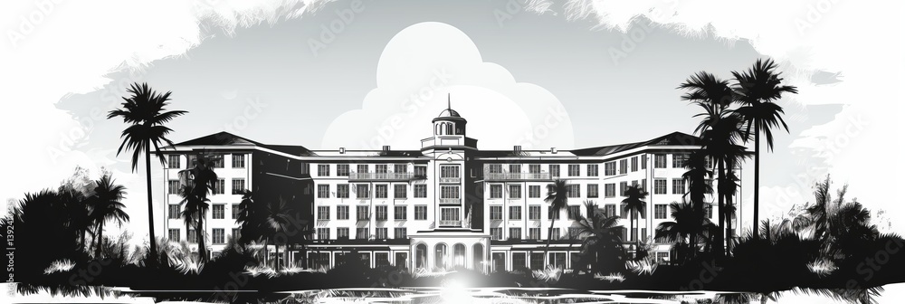 Poster vintage grunge texture of abstract dotted architecture with grainy noise and halftone effect