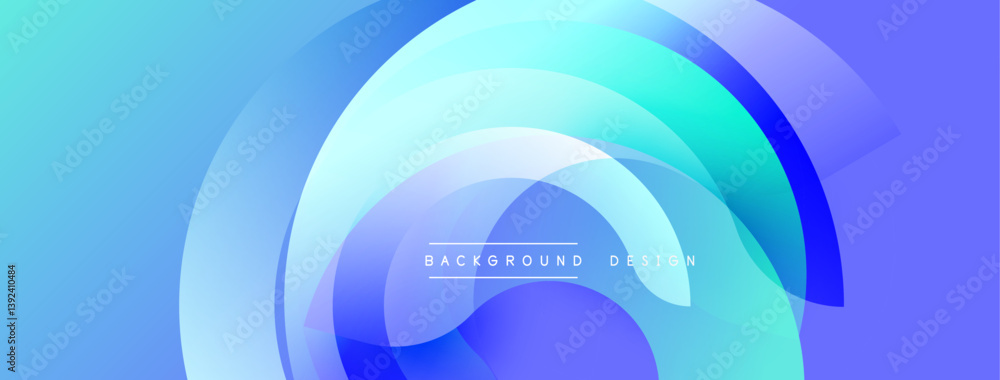 Poster abstract blue layers create circular design. smooth gradients, modern aesthetic. minimalist composit