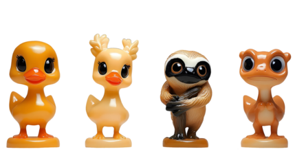 Cute animal figurines displayed playful children toys