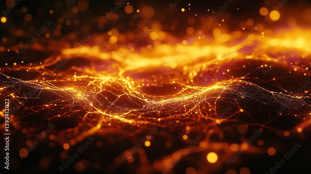 Poster png network technology background with connections and abstract glowing lines