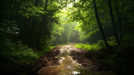 Obraz premium forest, nature, path, trees, water, river, landscape, tree, stream, green, spring, road, woods, wood, waterfall, park, summer, creek, rocks, leaf, brook, autumn, environment, mountain, foliage