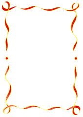 Red & Yellow Wavy Ribbon Frame with Dots, wedding menu invitation border, hand drawn baby shower decoration, a4 birthday pastel party, clown funfair style, bachelorette bachelor vintage retro