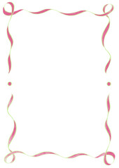 Bright Pink & Green Wavy Ribbon Frame with Dots, wedding menu invitation border, hand drawn baby shower, a4 wicked birthday pastel party, clown funfair style, bachelorette bachelor vintage retro