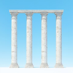 Fototapeta premium Four classical pillars against a clear blue sky, showcasing elegant architecture and historical significance.