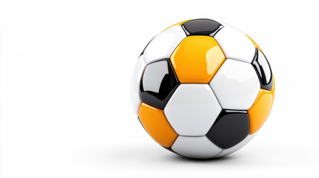 Black, Orange, and White Soccer Ball on Transparent Background