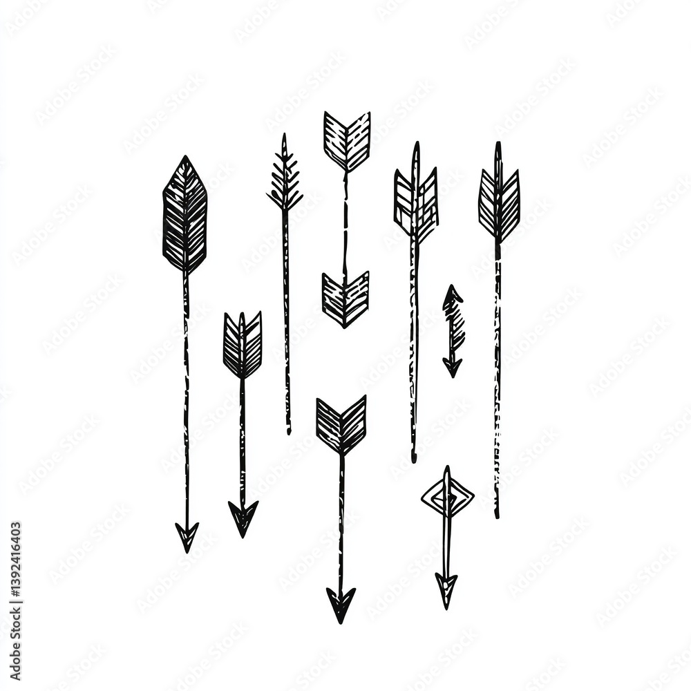 Poster A collection of arrow icons in various styles and directions, perfect for infographics, interfaces, and design elements