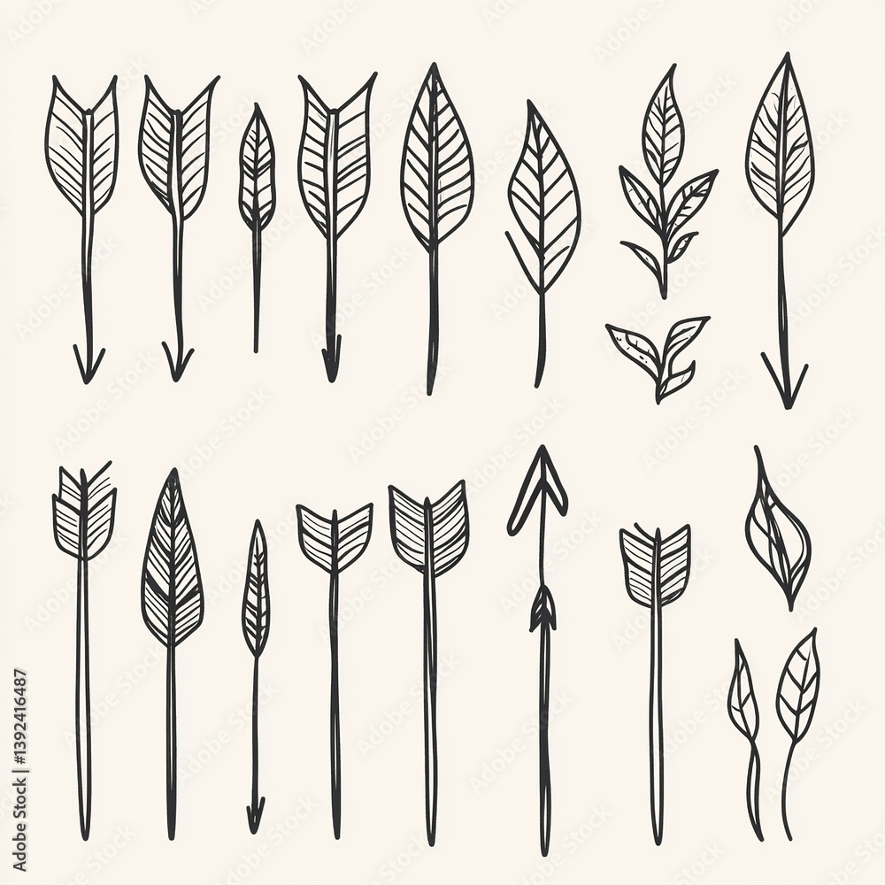 Poster A collection of arrow icons in various styles and directions, perfect for infographics, interfaces, and design elements