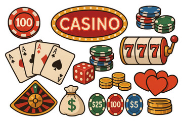 Colorful Casino Elements for Game and Entertainment Design Projects