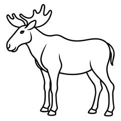 Moose Outline Art Vector Design