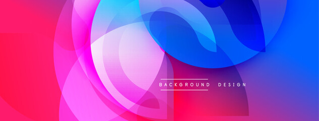 Abstract vibrant layers create dynamic composition. Smooth gradients blend pink, purple, blue hues. Modern design evokes energy, movement.