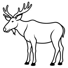 Moose Outline Art Vector Design