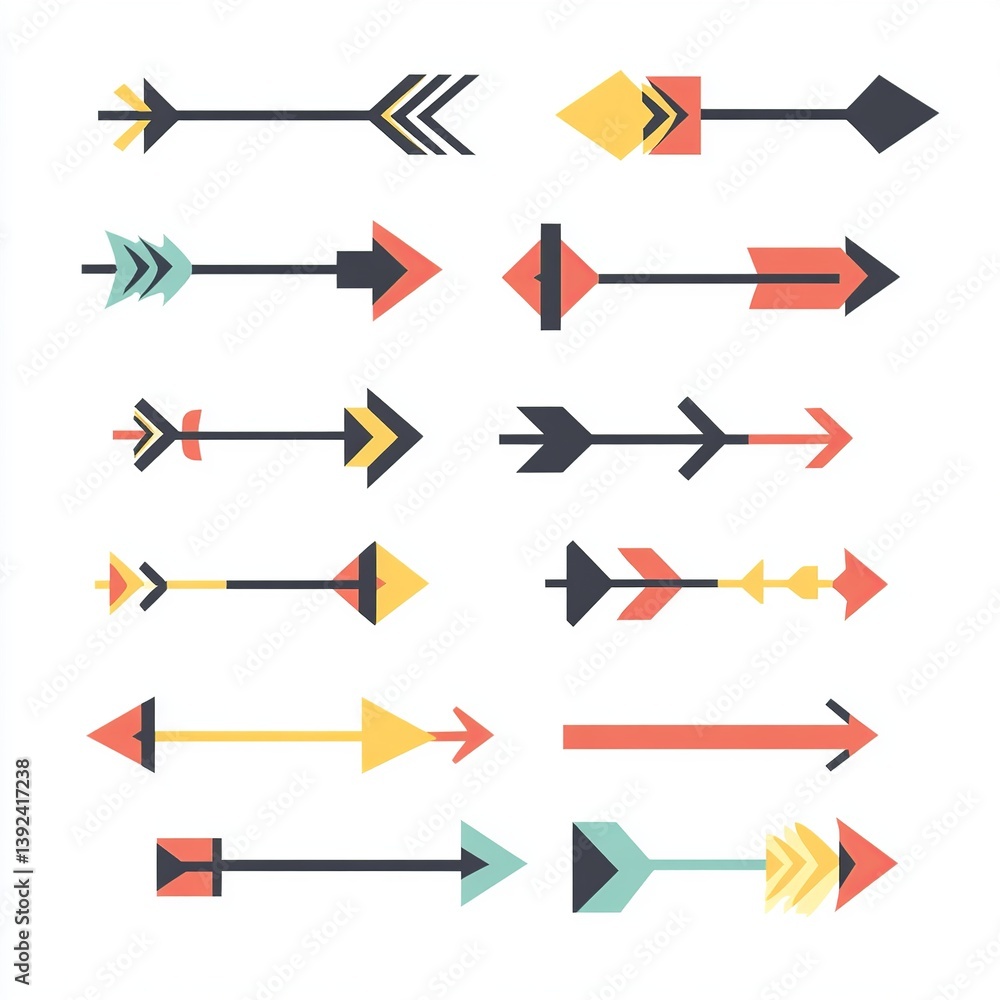 Poster A collection of arrow icons in various styles and directions, perfect for infographics, interfaces, and design elements