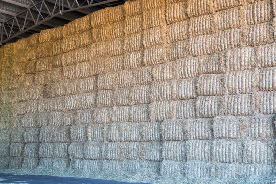 hay bales stacked up