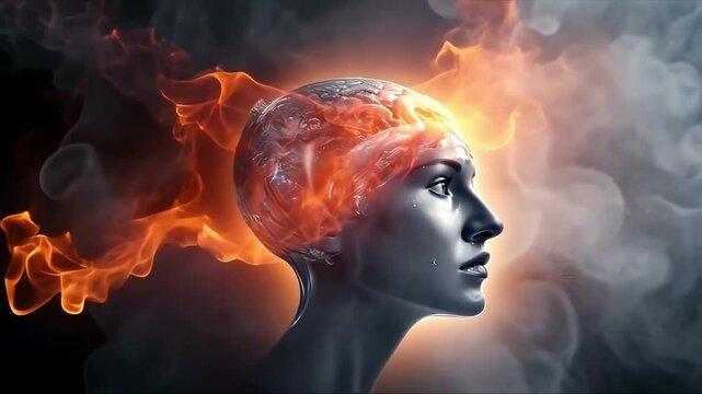 Creativity concept with a brain exploding in colors. Mind blown concept